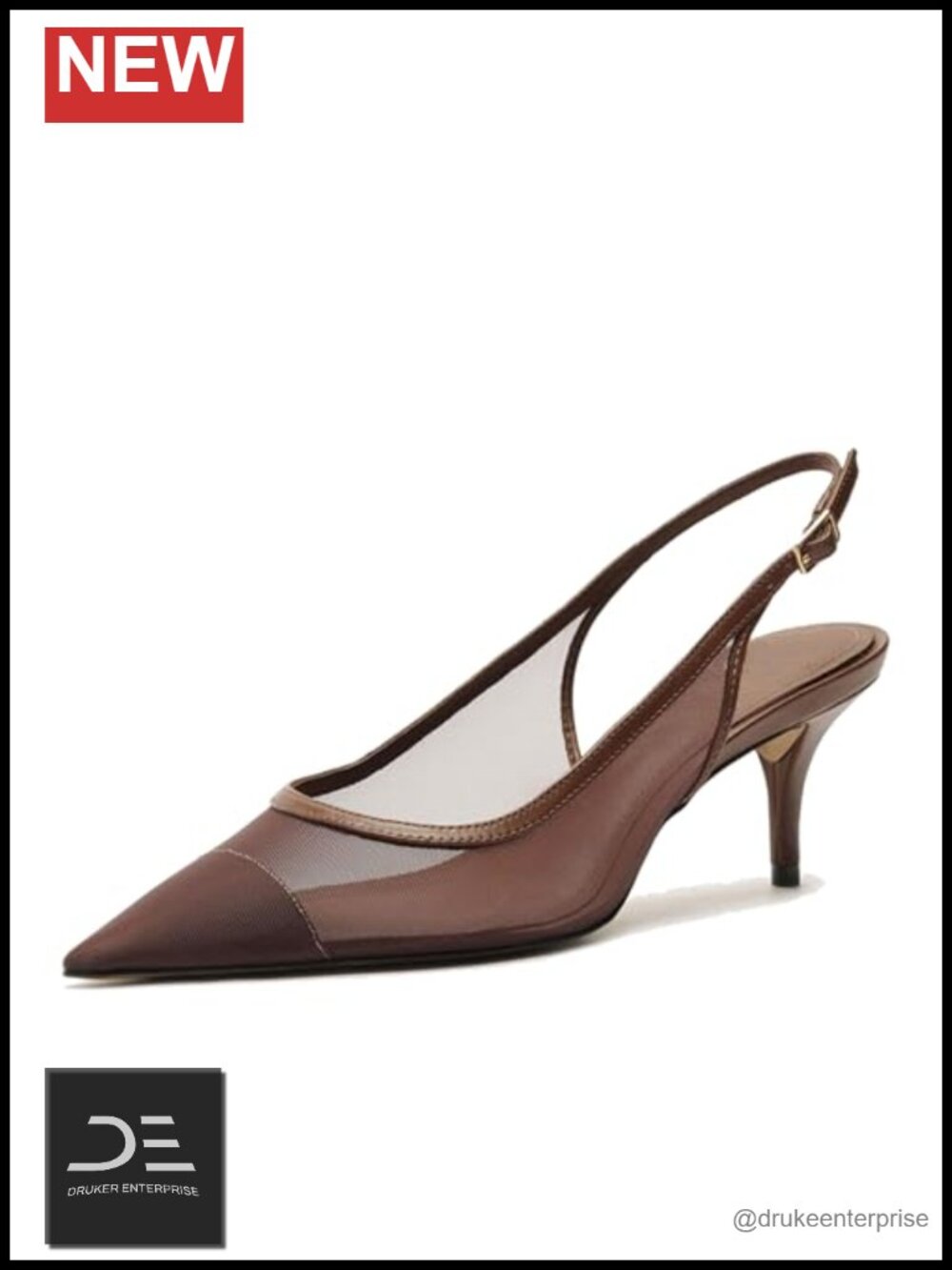 Mesh Kitten Heels for Women Slingback Pointed Toe Breathable Low Heel